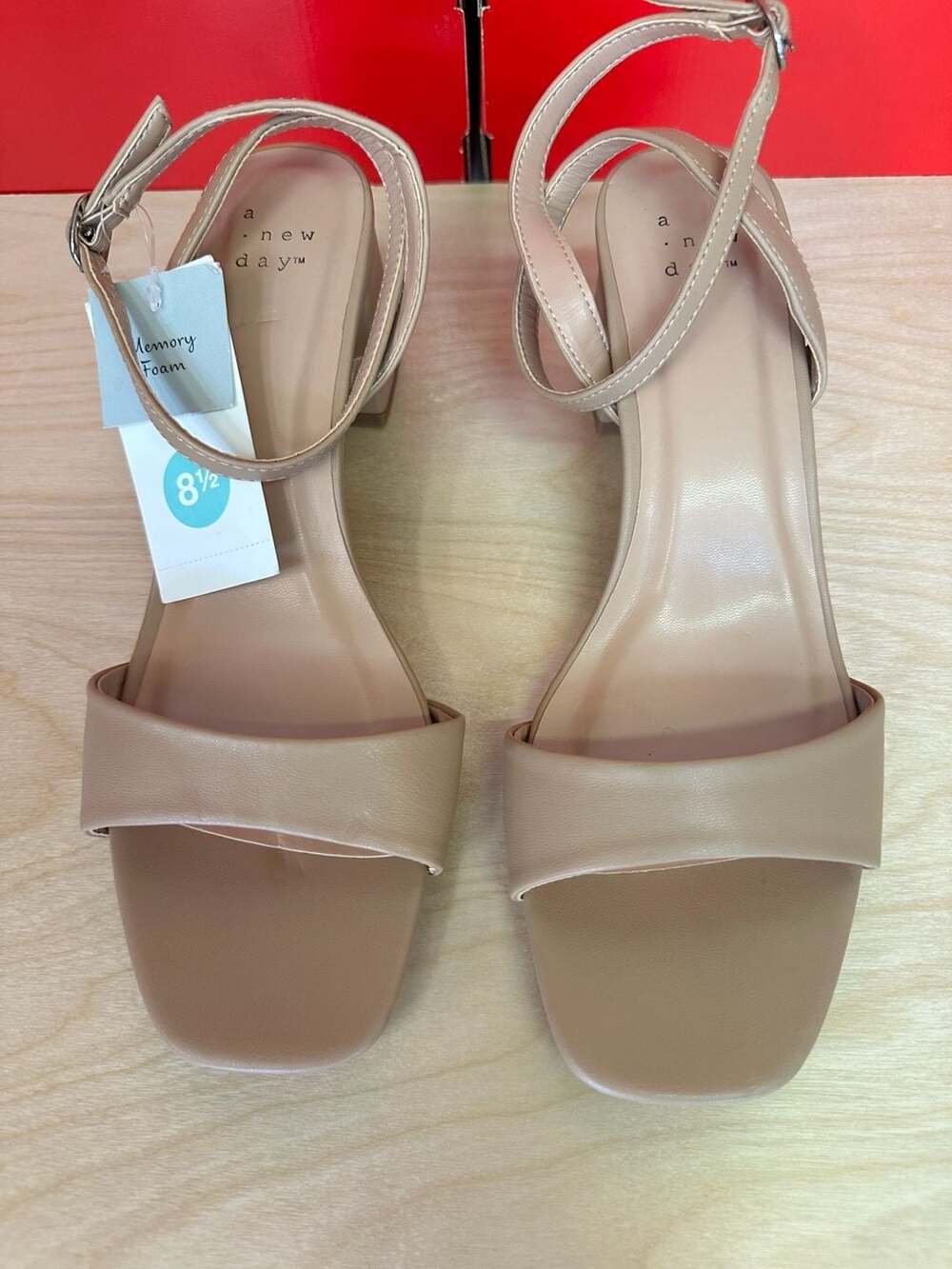 A New Day Block Heel Sandals Size 8 1/2 Nude Beige
